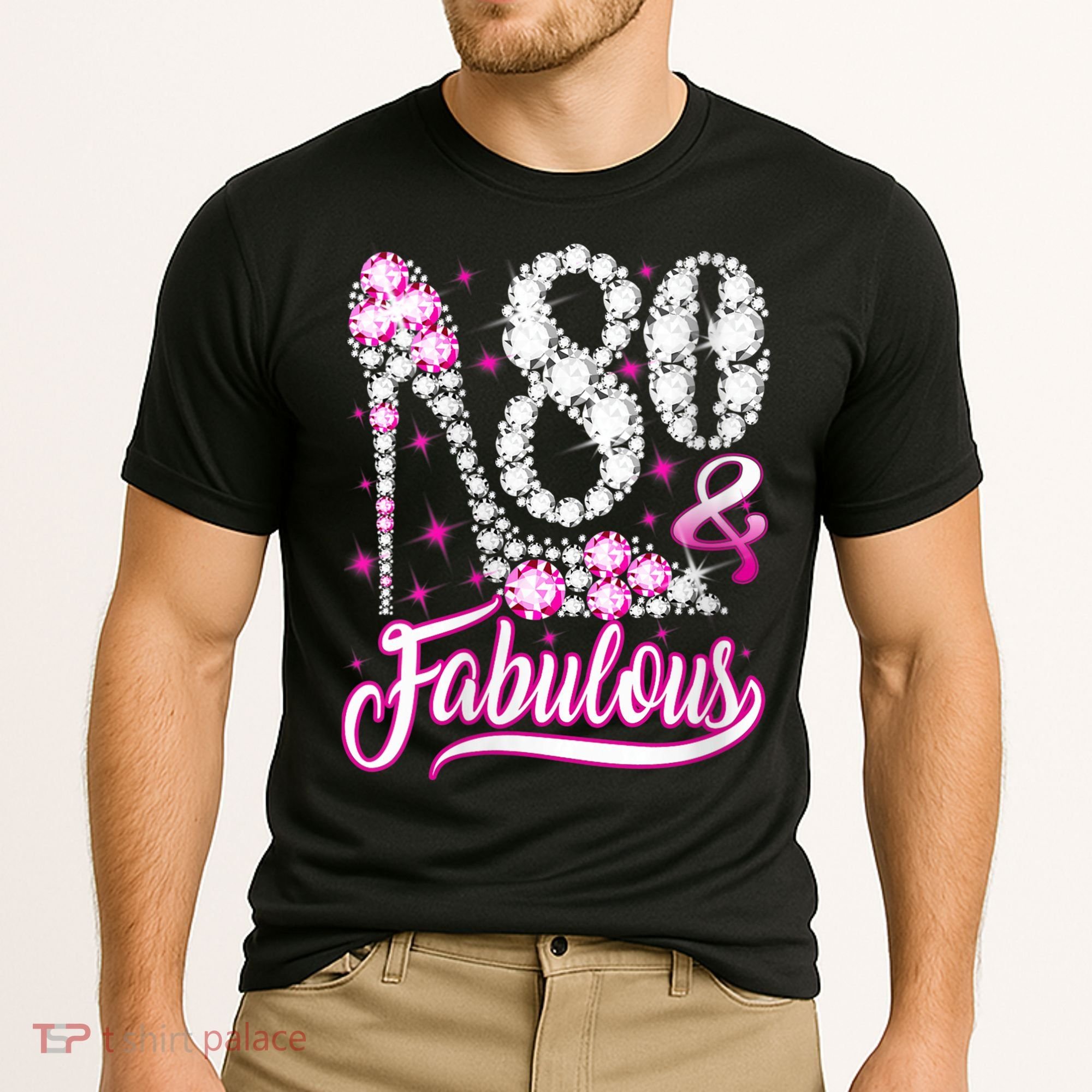 80 Years Old Gifts 80 & Fabulous 80th Birthday Pink Diamond Cooling Performance Crew T-Shirt