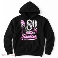 80 Years Old Gifts 80 & Fabulous 80th Birthday Pink Diamond Hoodie thumb 0