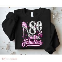 80 Years Old Gifts 80 & Fabulous 80th Birthday Pink Diamond Sweatshirt thumb 2
