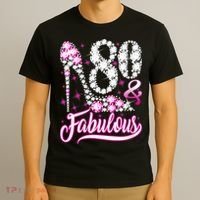 80 Years Old Gifts 80 & Fabulous 80th Birthday Pink Diamond T-Shirt thumb 3