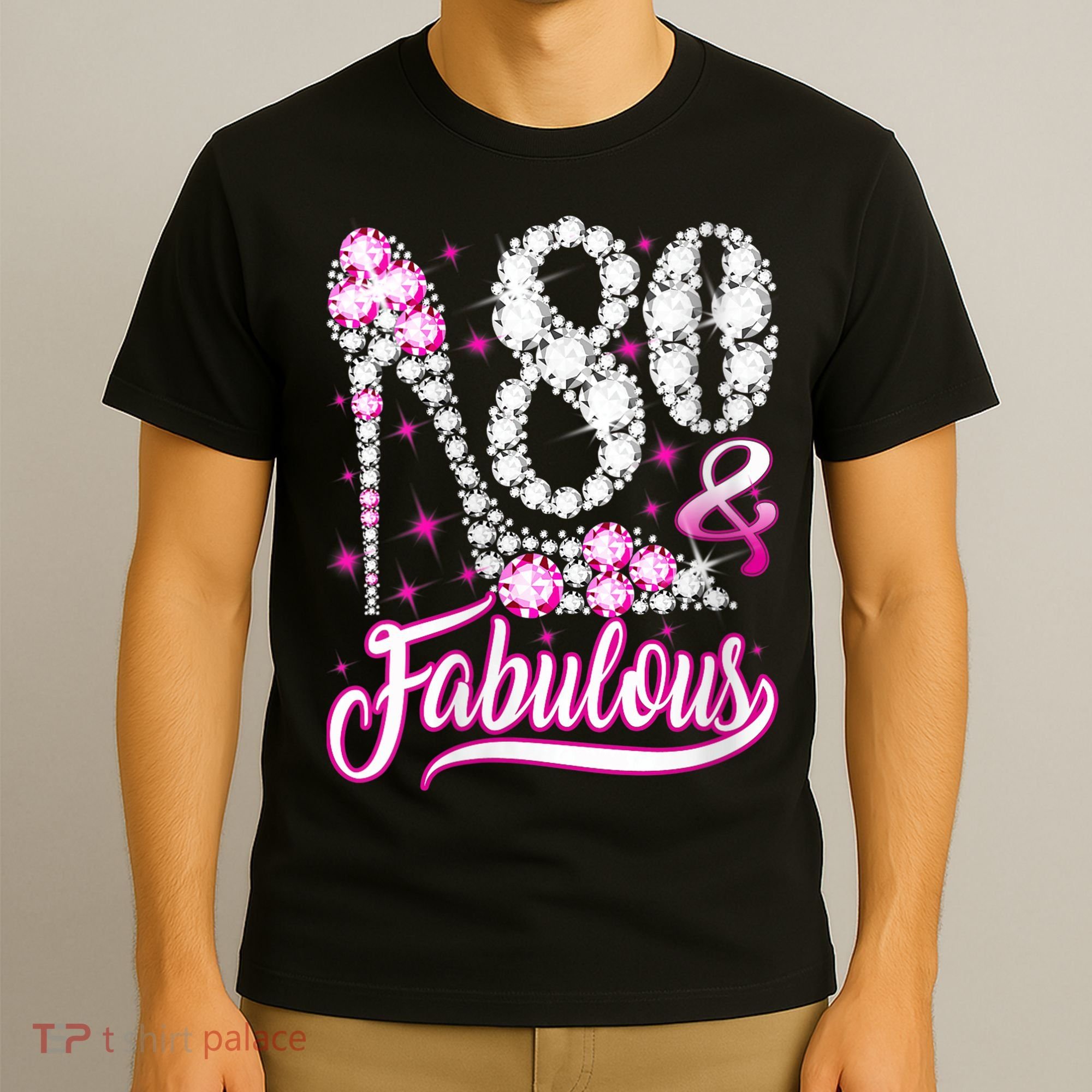 80 Years Old Gifts 80 & Fabulous 80th Birthday Pink Diamond T-Shirt
