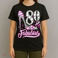 80 Years Old Gifts 80 & Fabulous 80th Birthday Pink Diamond T-Shirt thumb 4