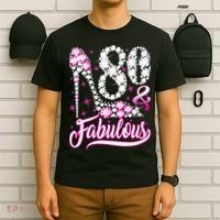 80 Years Old Gifts 80 & Fabulous 80th Birthday Pink Diamond T-Shirt thumb 6