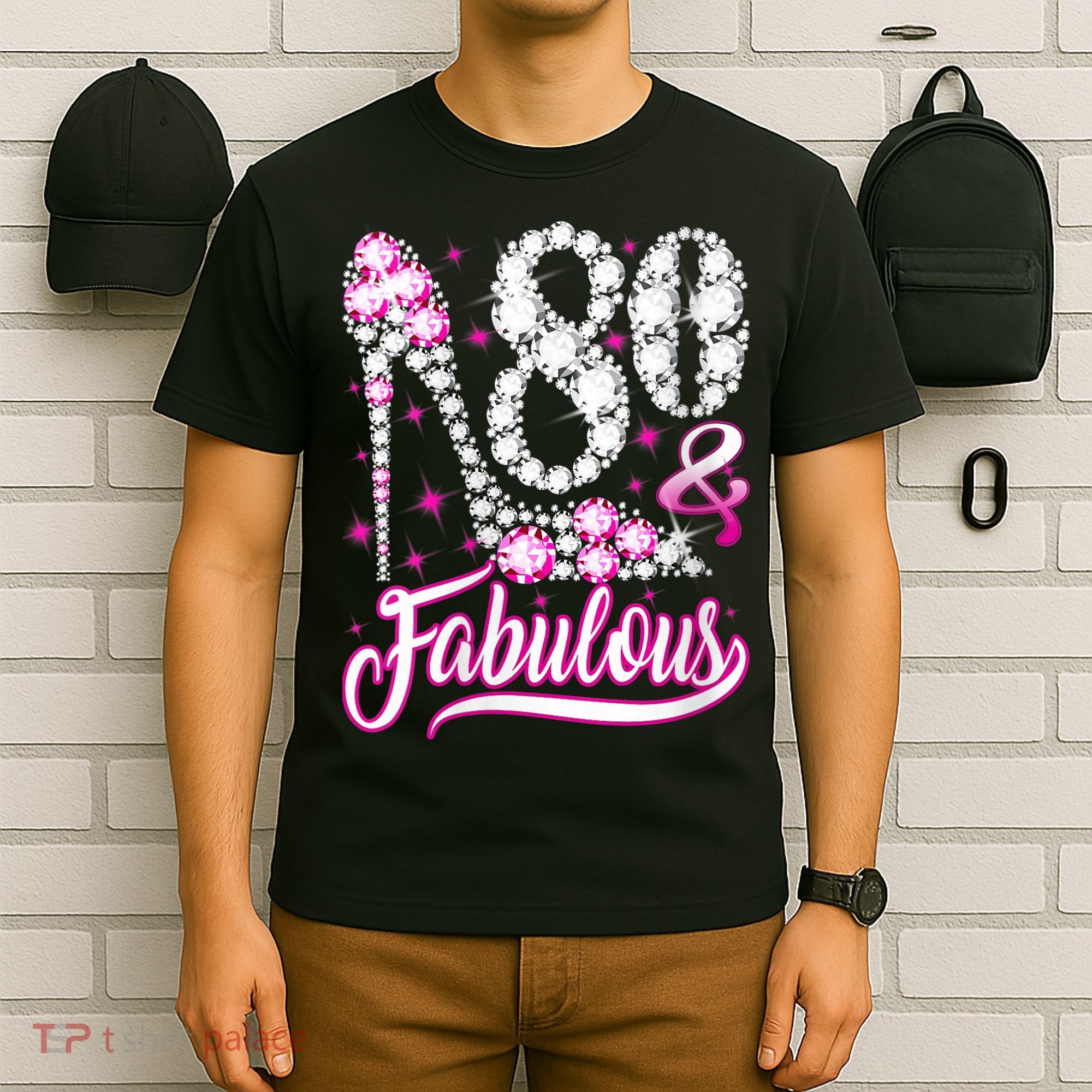 80 Years Old Gifts 80 & Fabulous 80th Birthday Pink Diamond T-Shirt