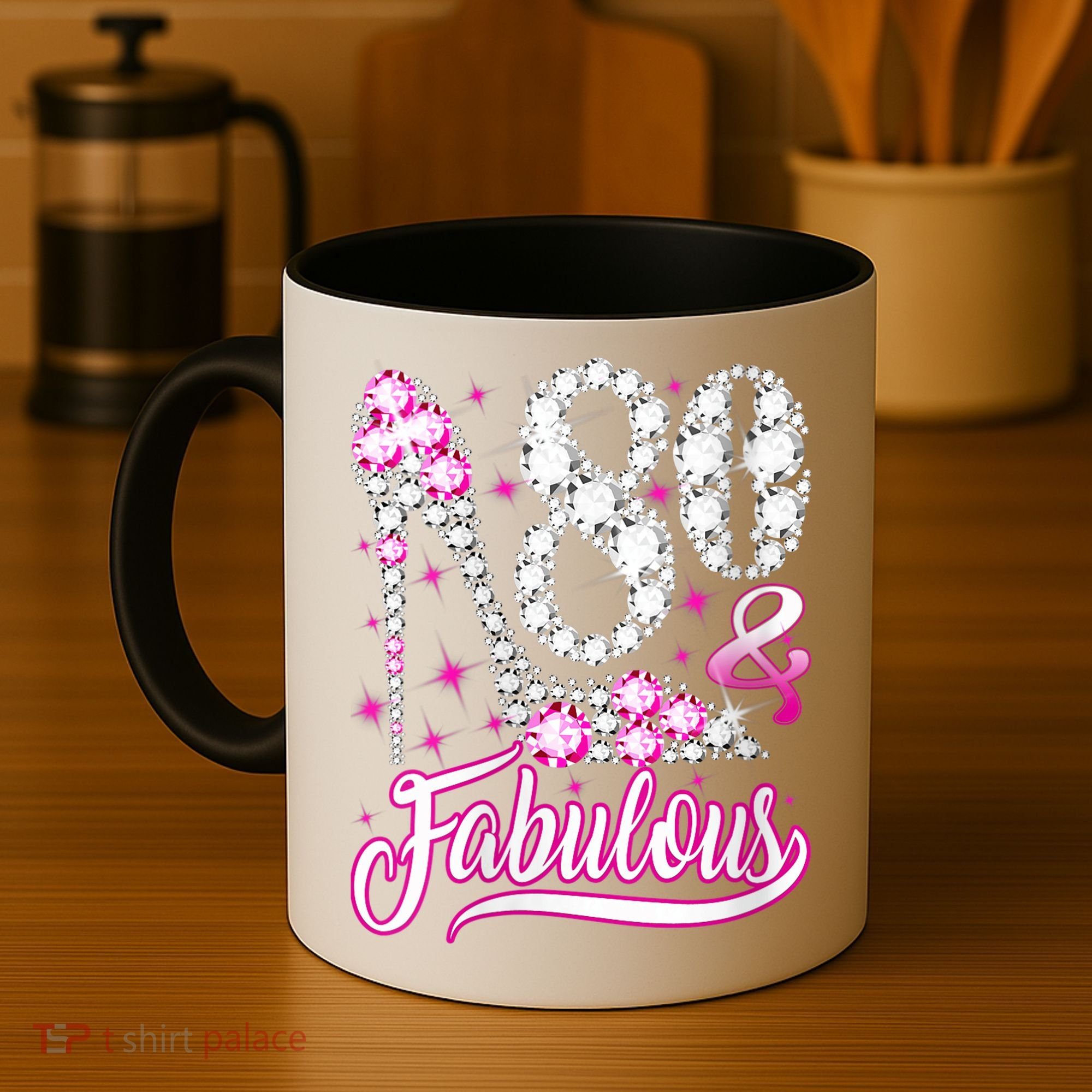 80 Years Old Gifts 80 & Fabulous 80th Birthday Pink Diamond Coffee Mug