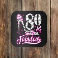 80 Years Old Gifts 80 & Fabulous 80th Birthday Pink Diamond Coaster thumb 0