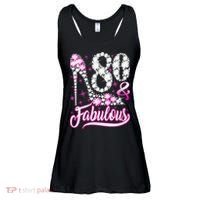 80 Years Old Gifts 80 & Fabulous 80th Birthday Pink Diamond Ladies Essential Flowy Tank thumb 0