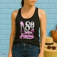 80 Years Old Gifts 80 & Fabulous 80th Birthday Pink Diamond Women's Tank Top thumb 2