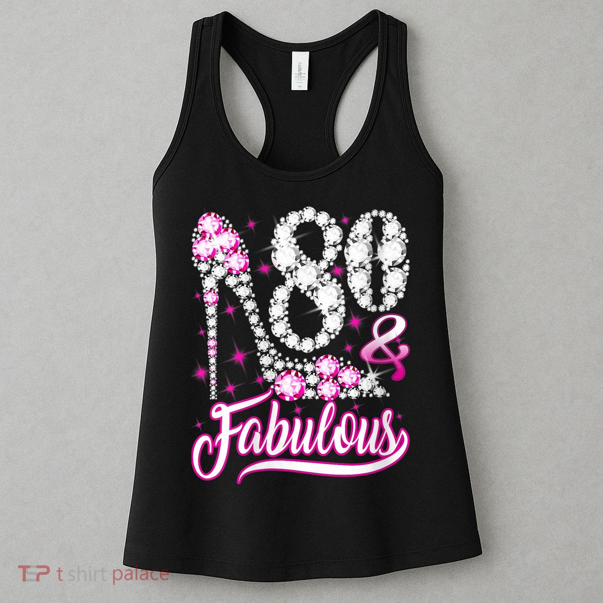 80 Years Old Gifts 80 & Fabulous 80th Birthday Pink Diamond Women's Tank Top