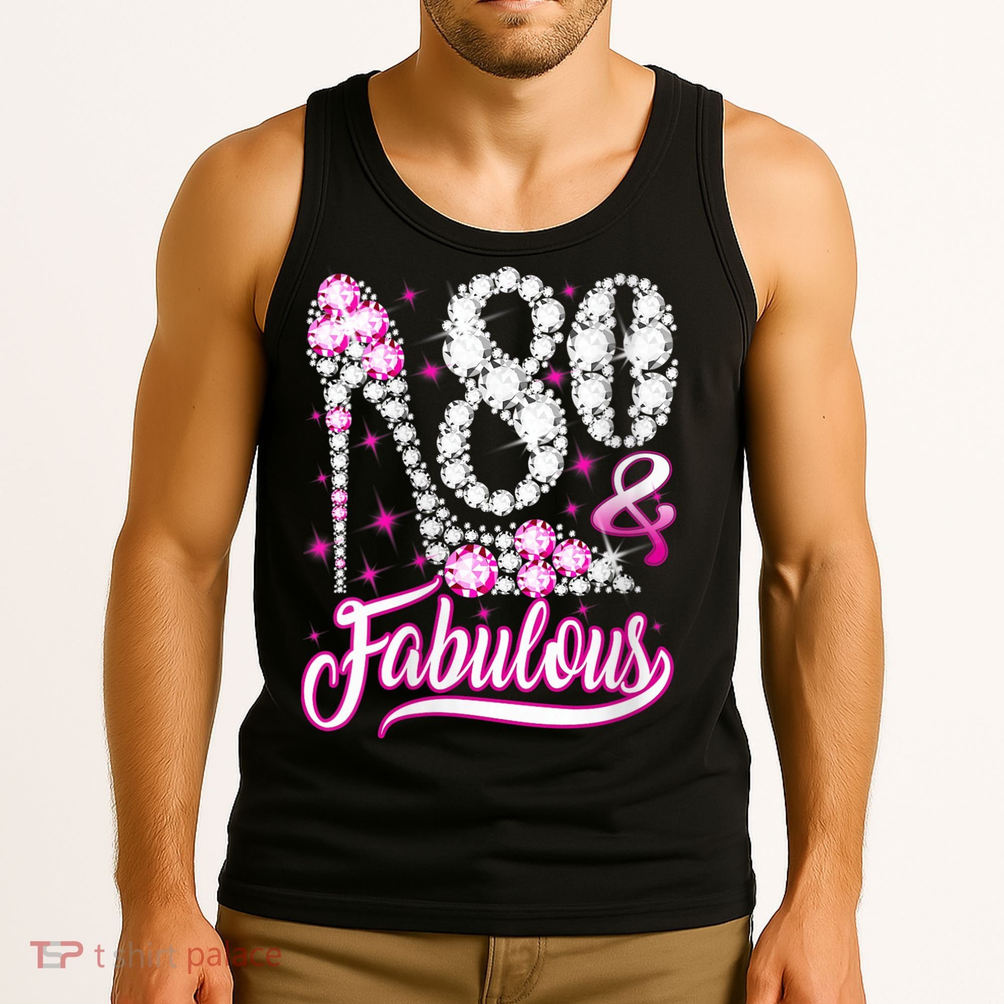 80 Years Old Gifts 80 & Fabulous 80th Birthday Pink Diamond Tank Top