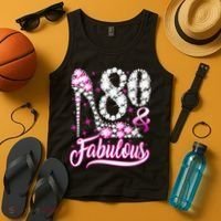 80 Years Old Gifts 80 & Fabulous 80th Birthday Pink Diamond Tank Top thumb 4