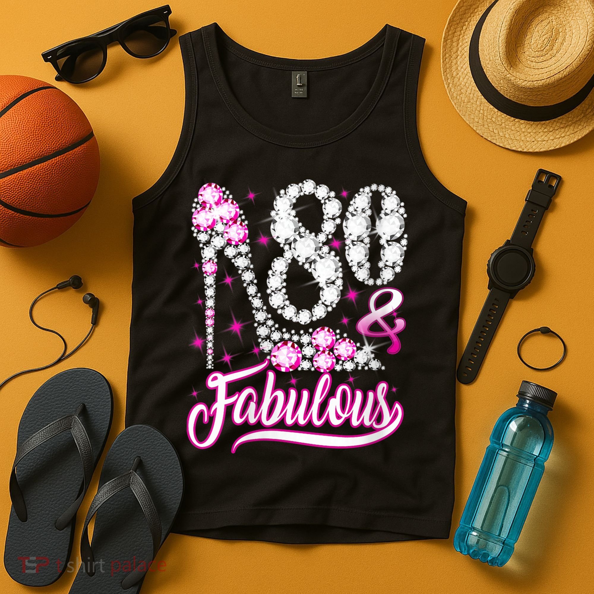 80 Years Old Gifts 80 & Fabulous 80th Birthday Pink Diamond Tank Top
