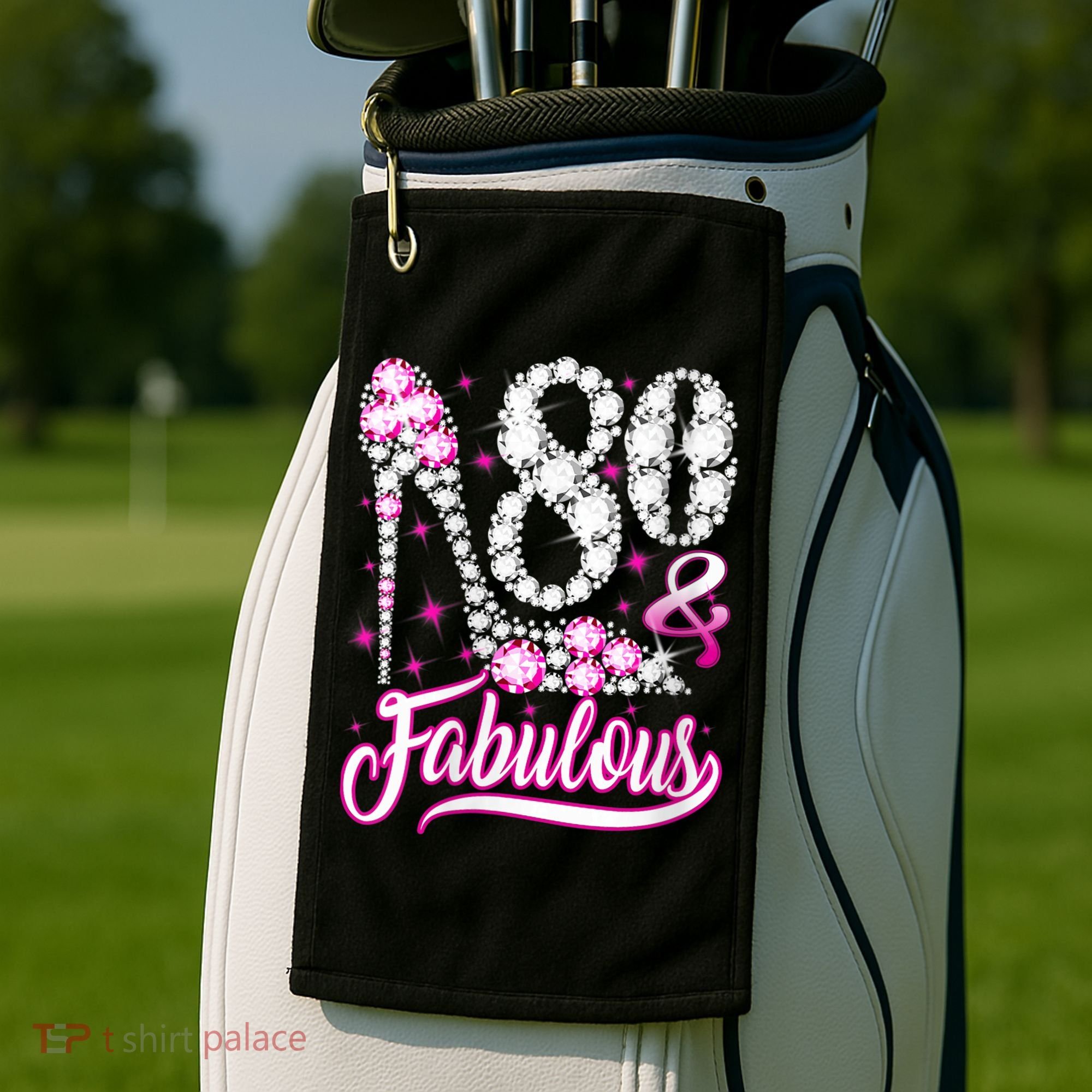 80 Years Old Gifts 80 & Fabulous 80th Birthday Pink Diamond Golf Towel
