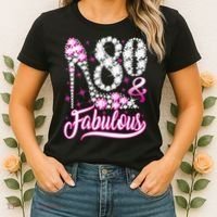 80 Years Old Gifts 80 & Fabulous 80th Birthday Pink Diamond Women's T-Shirt thumb 2