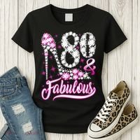 80 Years Old Gifts 80 & Fabulous 80th Birthday Pink Diamond Women's T-Shirt thumb 3