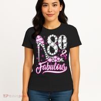 80 Years Old Gifts 80 & Fabulous 80th Birthday Pink Diamond Women's T-Shirt thumb 4