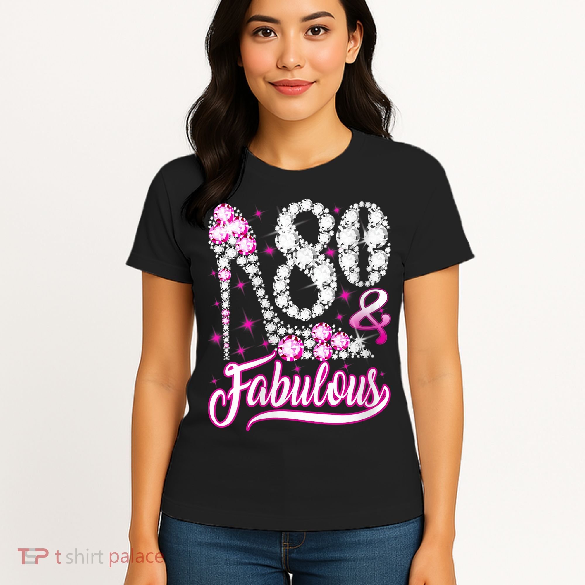 80 Years Old Gifts 80 & Fabulous 80th Birthday Pink Diamond Women's T-Shirt