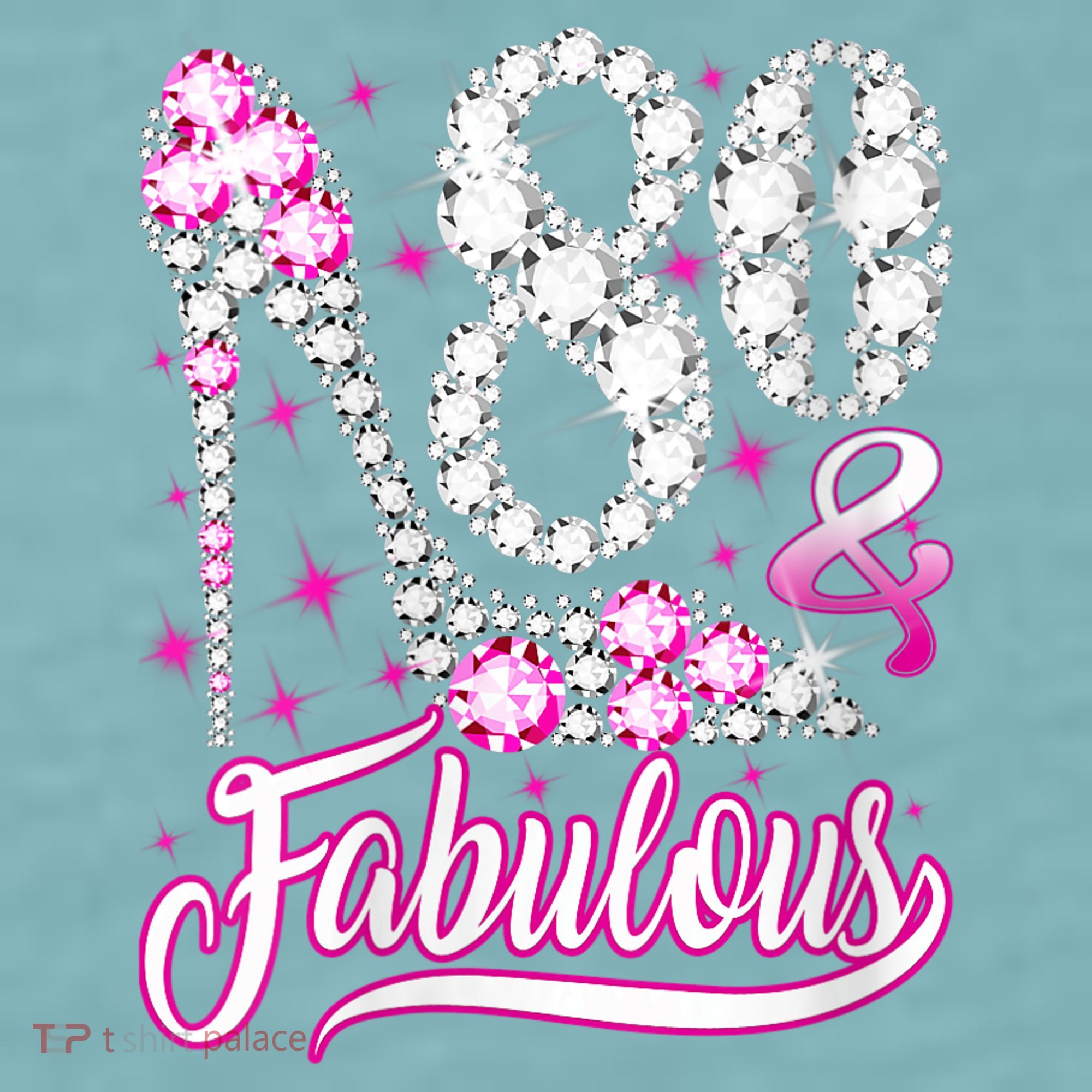 80 Years Old Gifts 80 & Fabulous 80th Birthday Pink Diamond Sueded Cloud Jersey T-Shirt