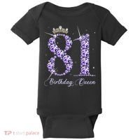 81 Year Old Its My 81st Birthday Queen Diamond Heels Crown Baby Bodysuit thumb 0