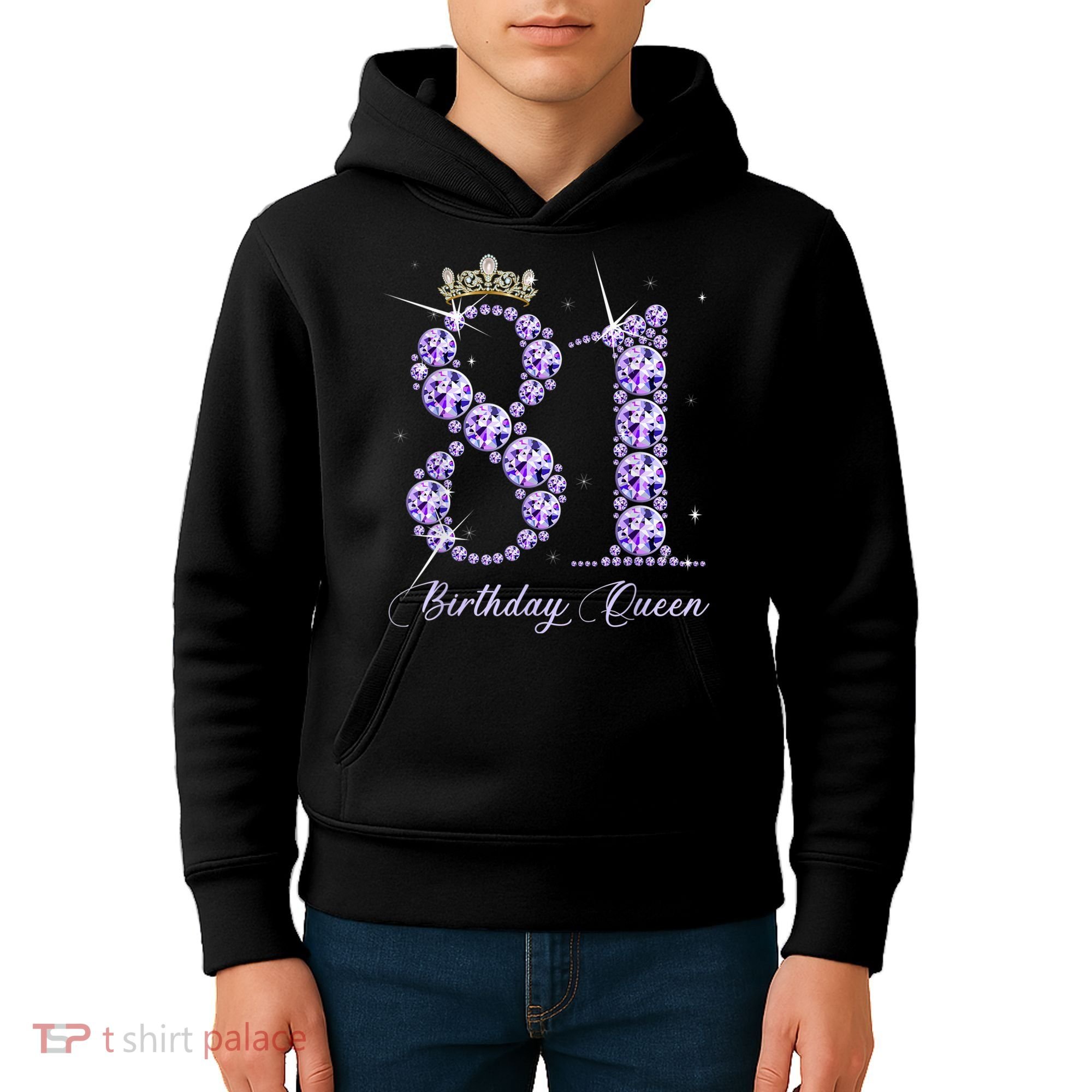 81 Year Old Its My 81st Birthday Queen Diamond Heels Crown Kids Hoodie