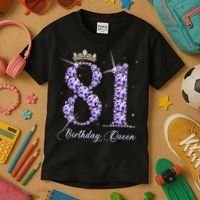 81 Year Old Its My 81st Birthday Queen Diamond Heels Crown Kids T-Shirt thumb 3