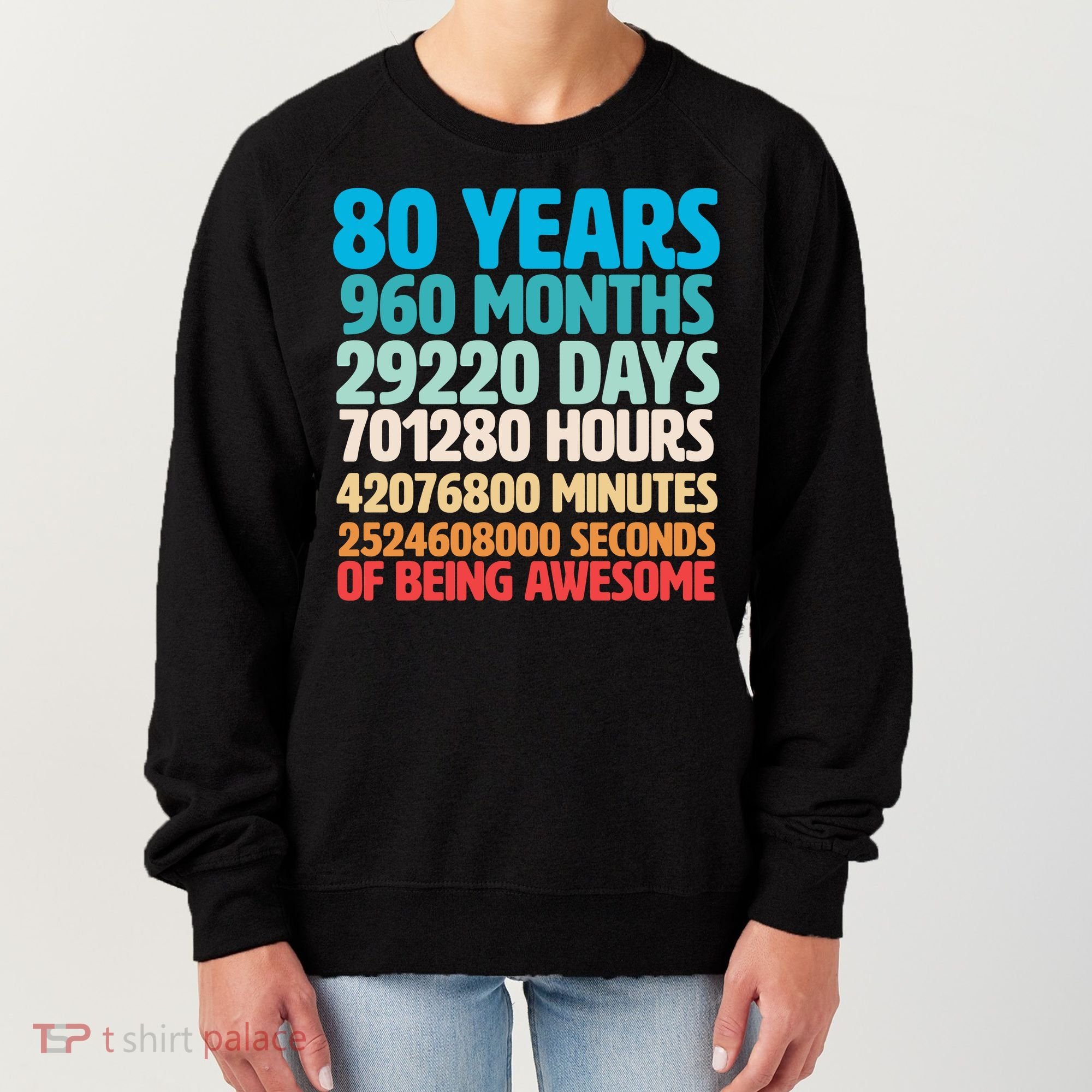 80 Years Of Being Awesome 80th Birthday Time Breakdown Women's Sweatshirt