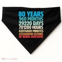 80 Years Of Being Awesome 80th Birthday Time Breakdown USA-Made Doggie Bandana thumb 0