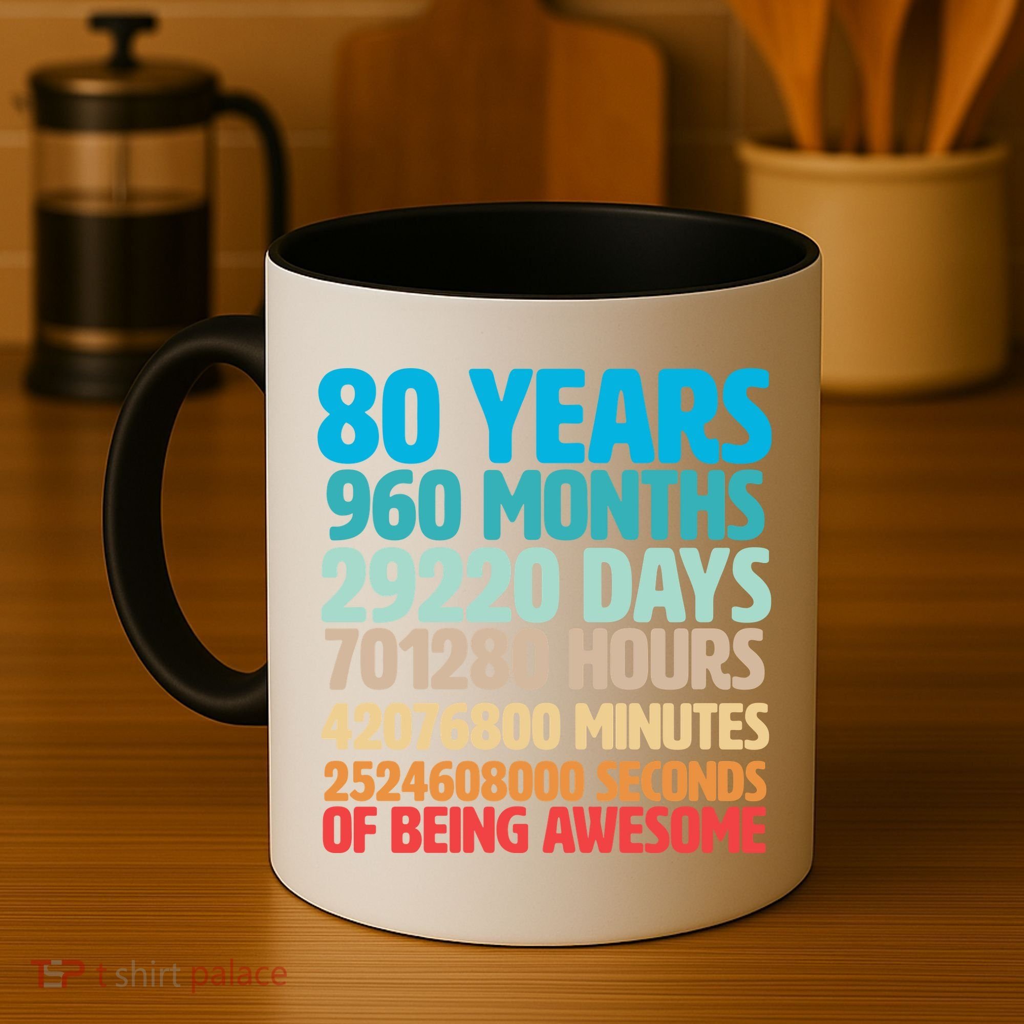 80 Years Of Being Awesome 80th Birthday Time Breakdown Coffee Mug