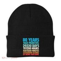 80 Years Of Being Awesome 80th Birthday Time Breakdown Beanie thumb 0