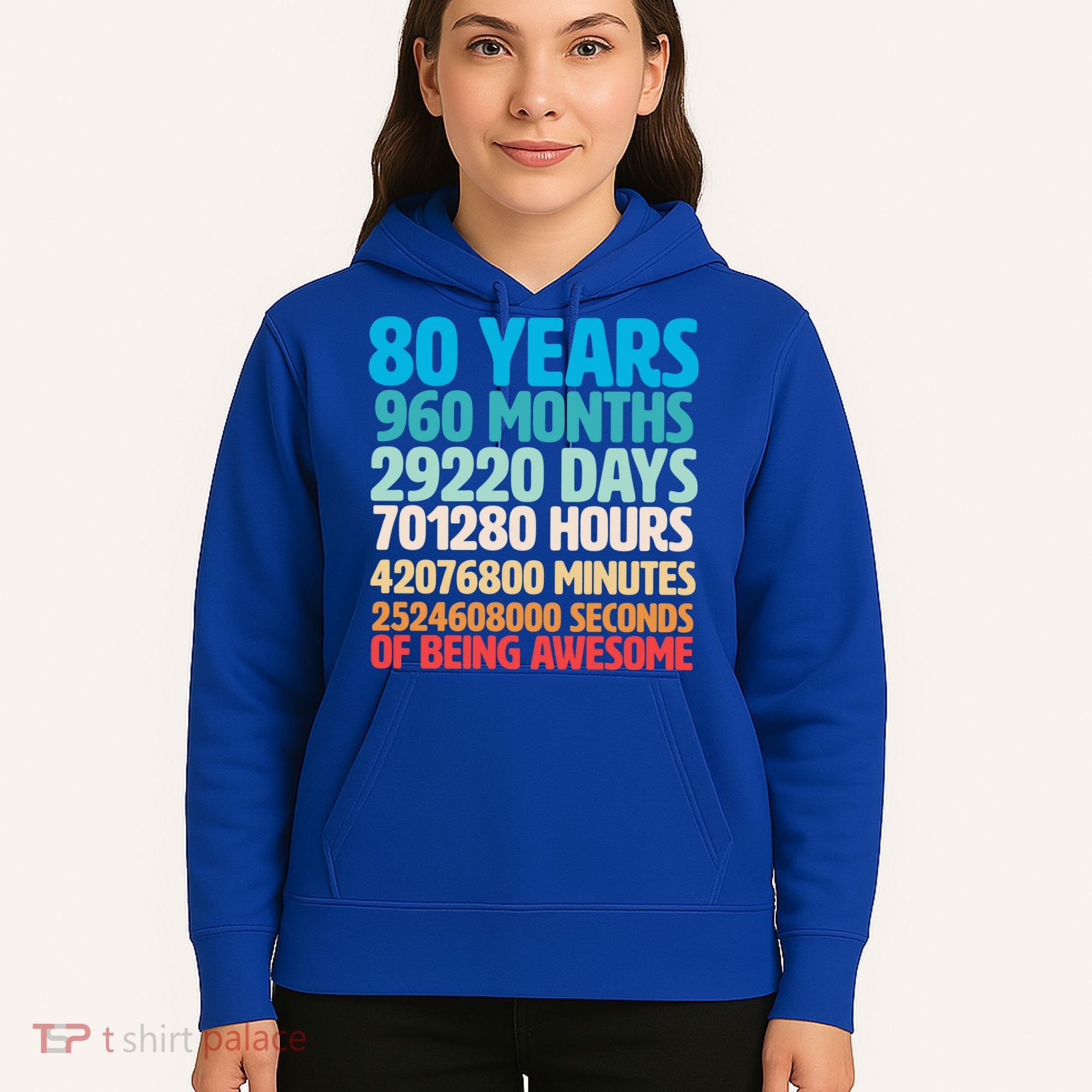 80 Years Of Being Awesome 80th Birthday Time Breakdown Hoodie