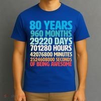 80 Years Of Being Awesome 80th Birthday Time Breakdown T-Shirt thumb 3