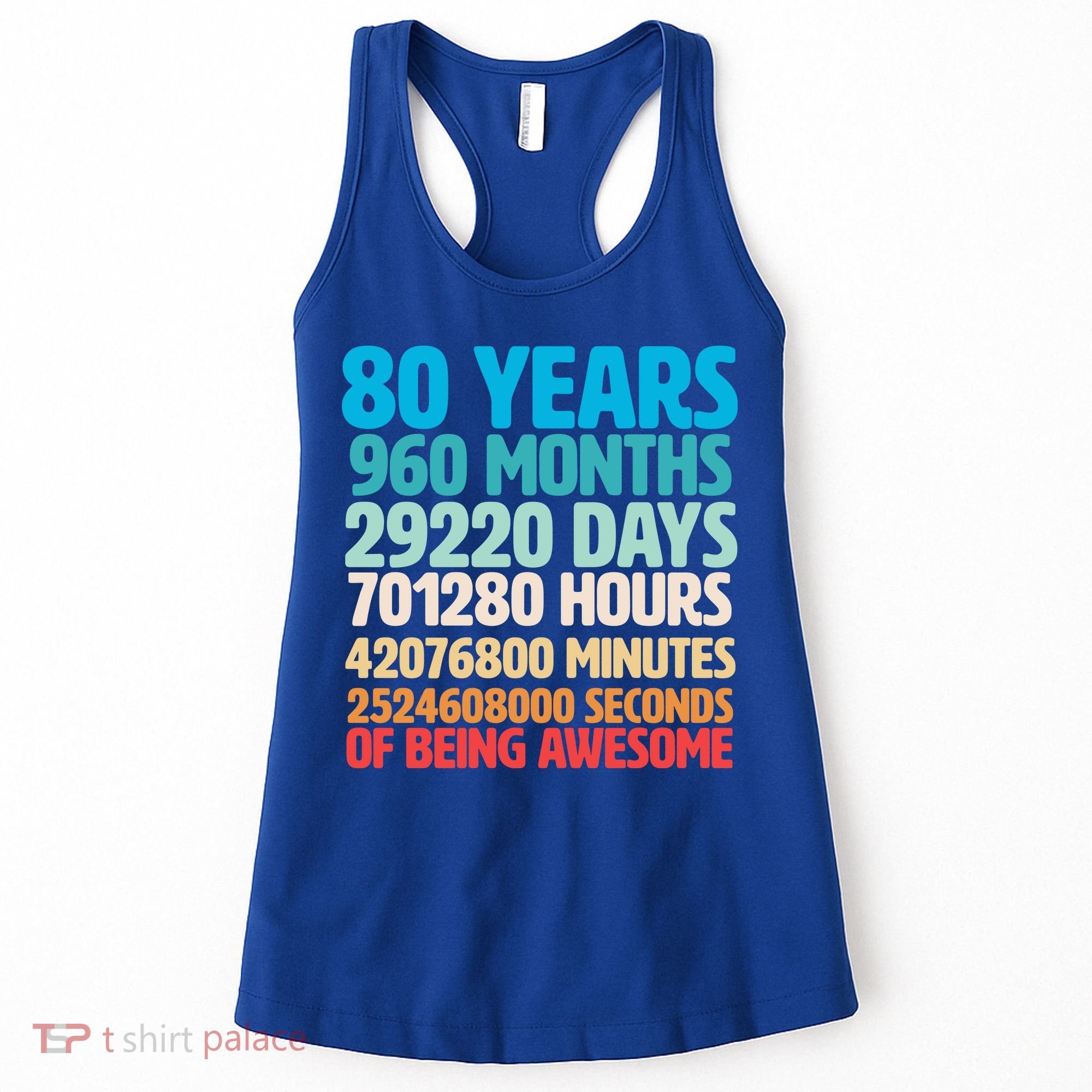 80 Years Of Being Awesome 80th Birthday Time Breakdown Women's Tank Top