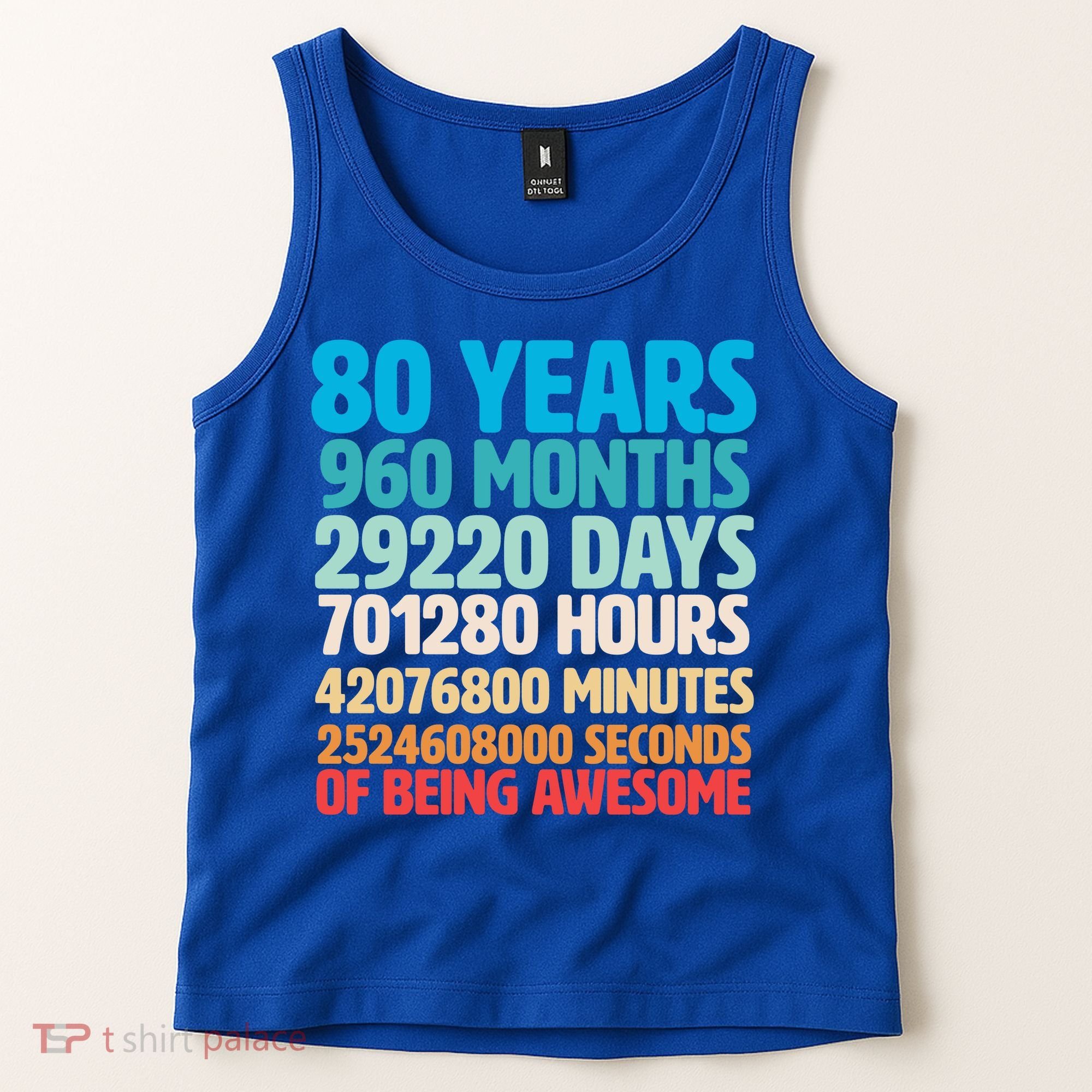 80 Years Of Being Awesome 80th Birthday Time Breakdown Tank Top