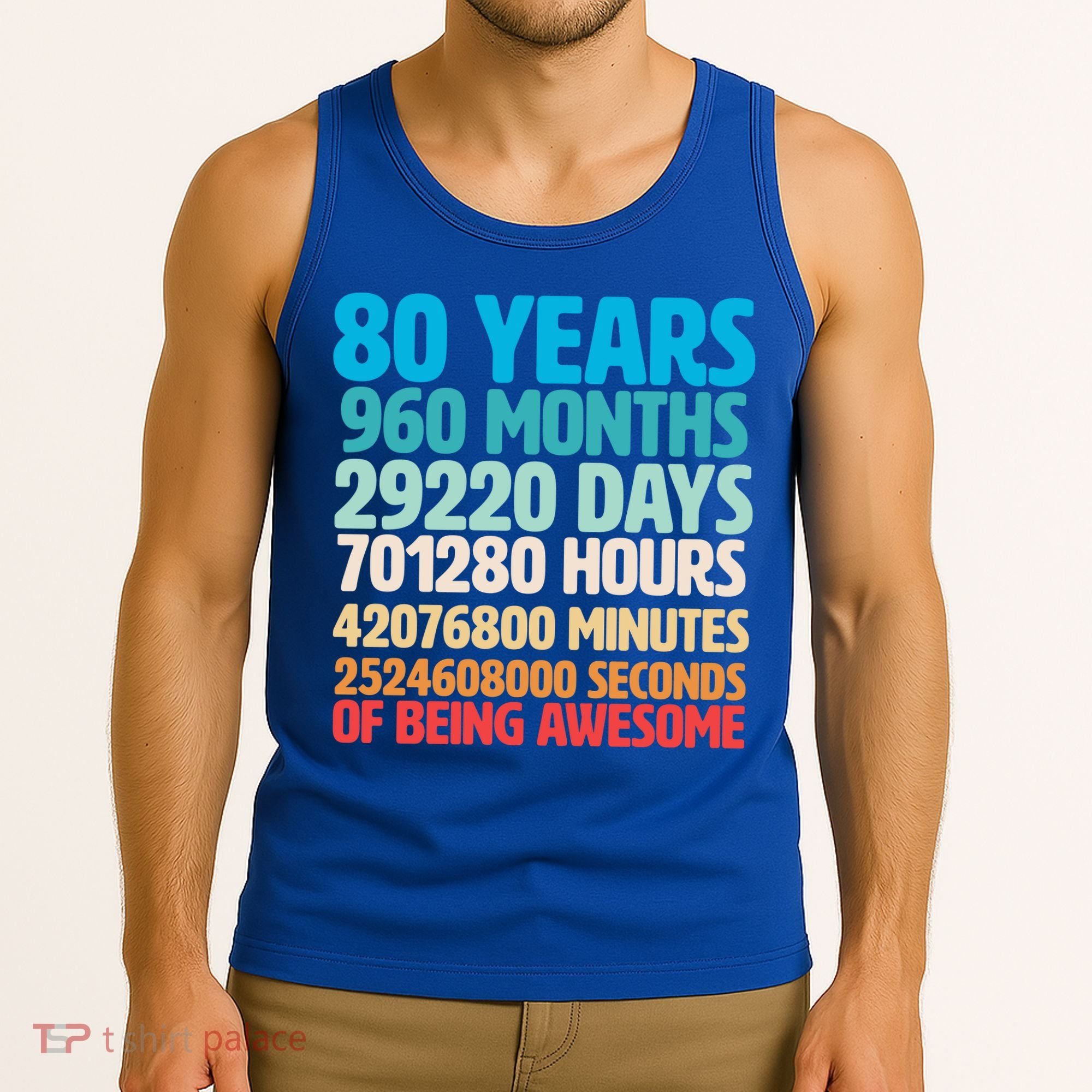 80 Years Of Being Awesome 80th Birthday Time Breakdown Tank Top