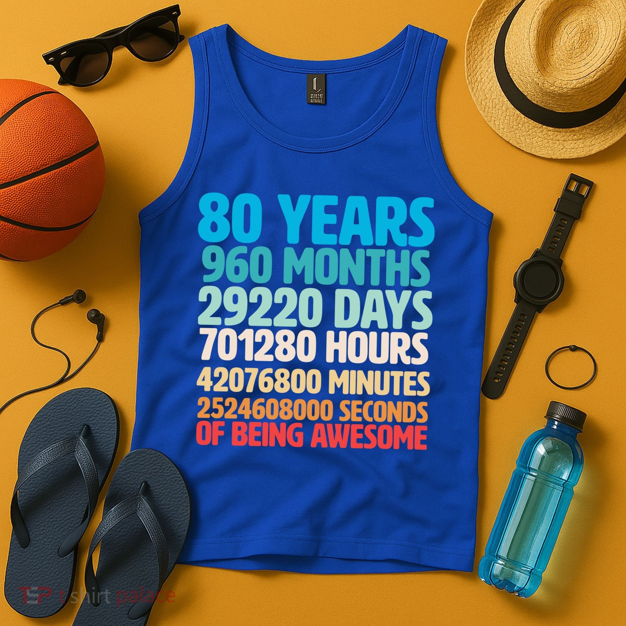 80 Years Of Being Awesome 80th Birthday Time Breakdown Tank Top