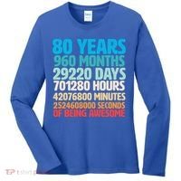 80 Years Of Being Awesome 80th Birthday Time Breakdown Women's Long Sleeve Shirt thumb 0