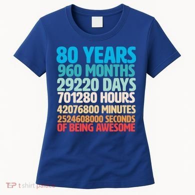 80 Years Of Being Awesome 80th Birthday Time Breakdown Women's T-Shirt