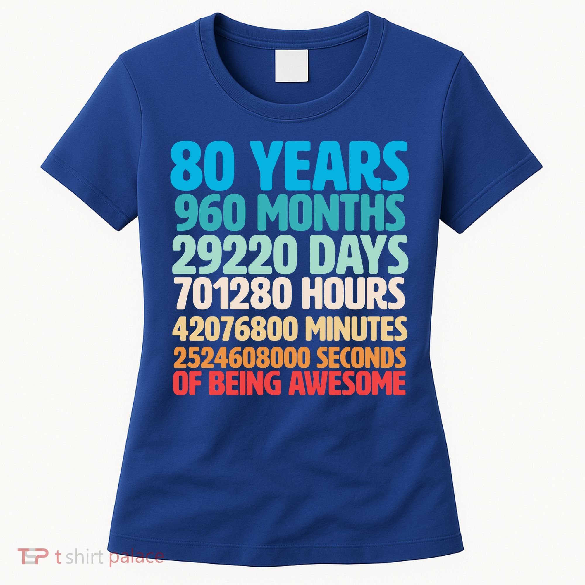 80 Years Of Being Awesome 80th Birthday Time Breakdown Women's T-Shirt