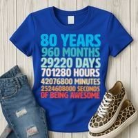 80 Years Of Being Awesome 80th Birthday Time Breakdown Women's T-Shirt thumb 3
