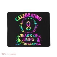 8 Years Of Being Awesome! 8 Year Old Birthday Tie Dye Mousepad thumb 0