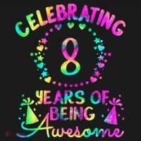 8 Years Of Being Awesome! 8 Year Old Birthday Tie Dye Mousepad thumb 1