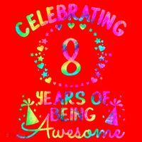 8 Years Of Being Awesome! 8 Year Old Birthday Tie Dye Santa Hat thumb 1