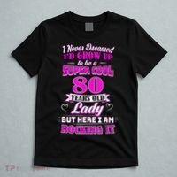 80 Year Old Lady Funny 80th Birthday Rockin' Since T-Shirt thumb 5