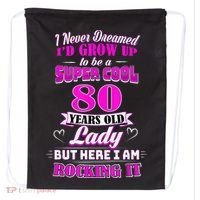 80 Year Old Lady Funny 80th Birthday Rockin' Since Drawstring Bag thumb 0