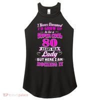 80 Year Old Lady Funny 80th Birthday Rockin' Since Women's Perfect Tri Rocker Tank thumb 0