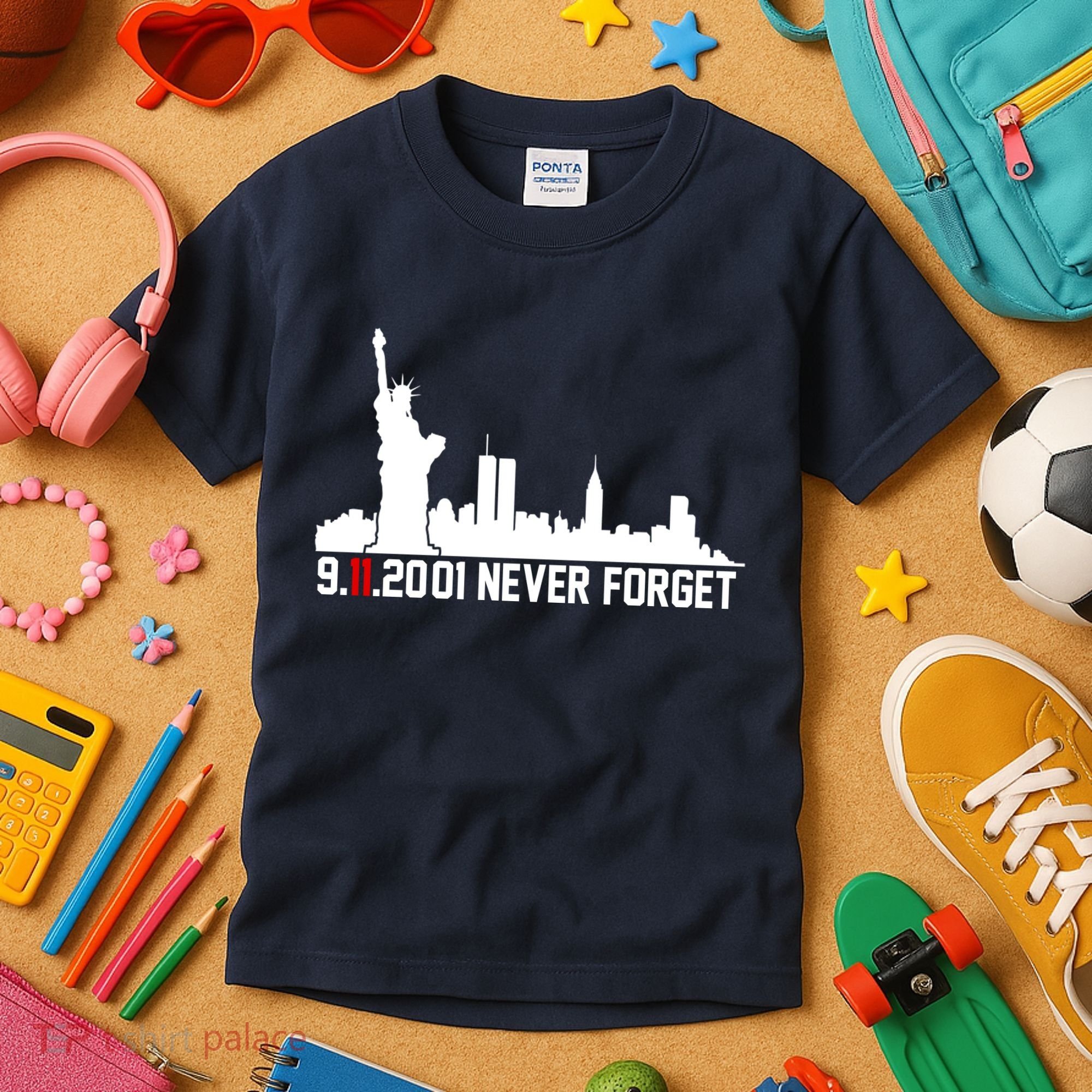 9-11-2001 Never Forget September 11th Kids T-Shirt