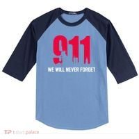 9-11 We Will Never Forget Raglan Baseball Sleeve Shirt thumb 0