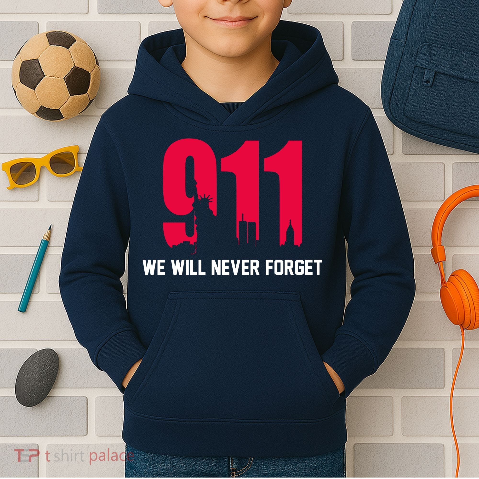 9-11 We Will Never Forget Kids Hoodie
