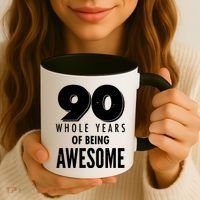 90 Whole Years of Being Awesome Birthday Coffee Mug thumb 3