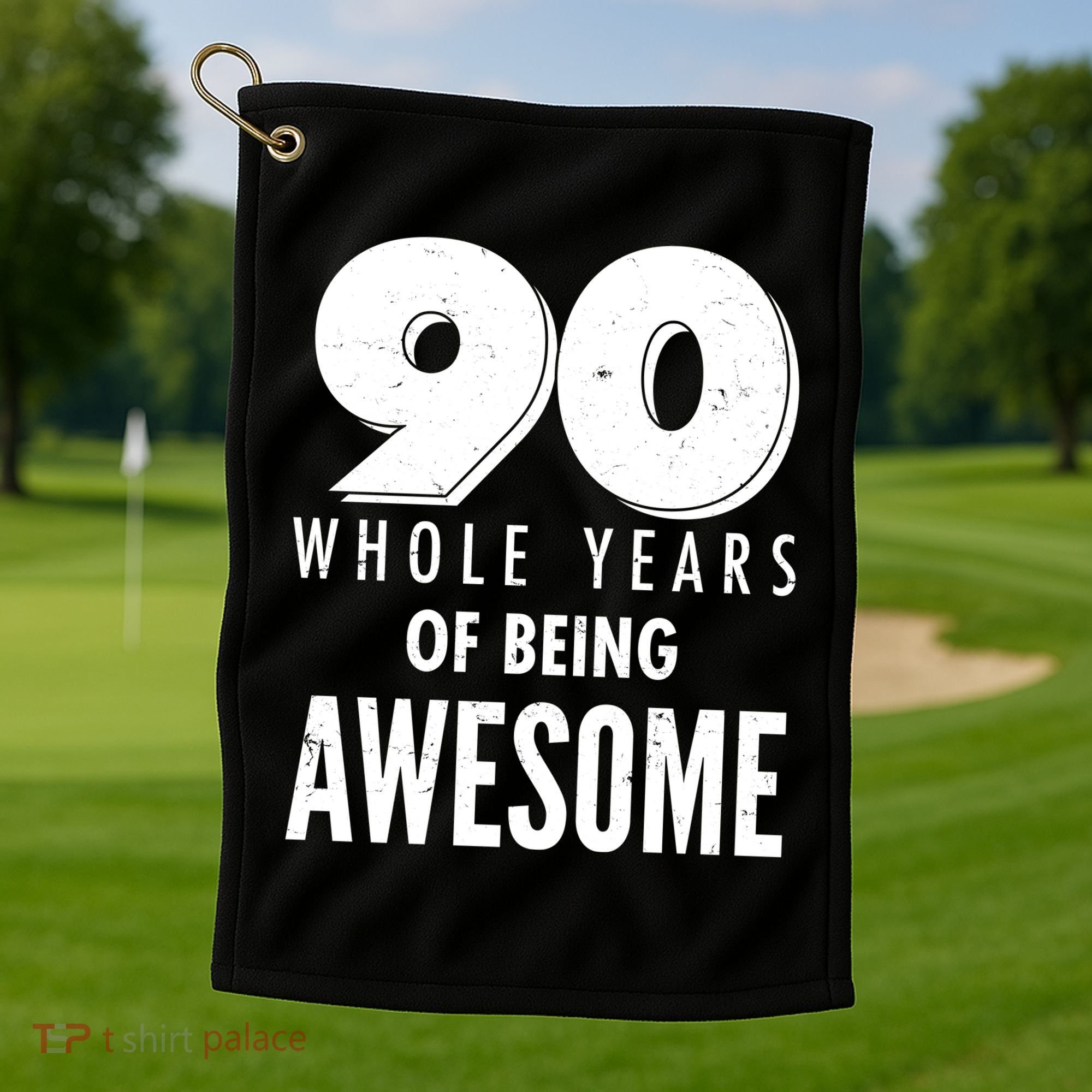 90 Whole Years of Being Awesome Birthday Golf Towel